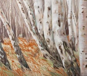 Birkenwald II - Frank Rosenzweig Vanitas Rostmalerei Original